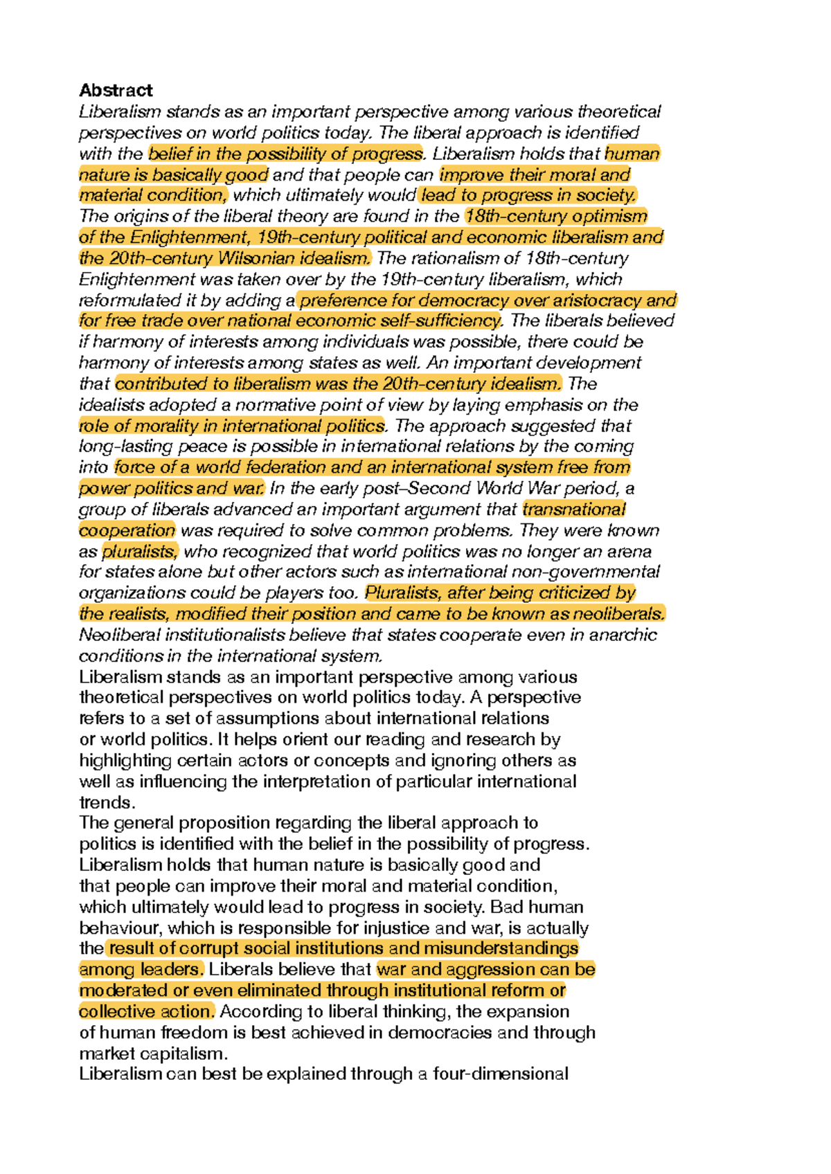 IR Liberalism: Understanding the Theoretical Foundations and ...