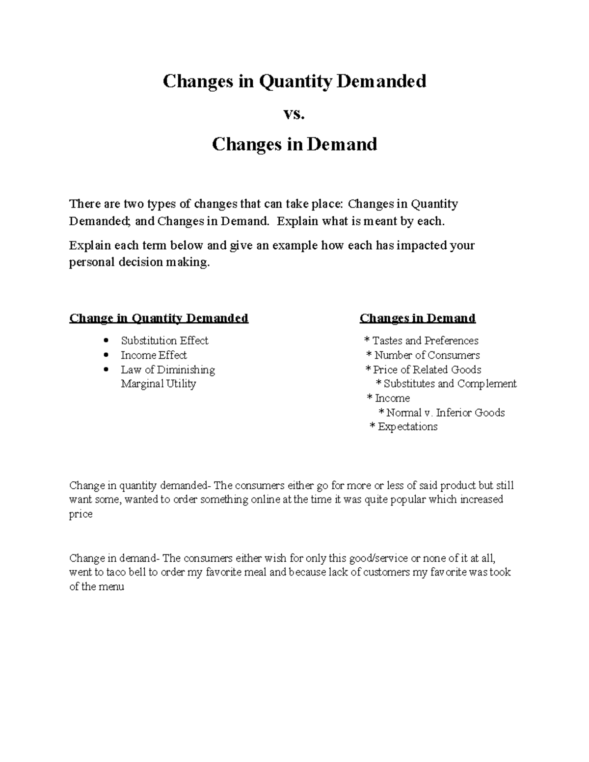 Changes in Quantity Demanded vs. Changes in Demand: Key Concepts ...