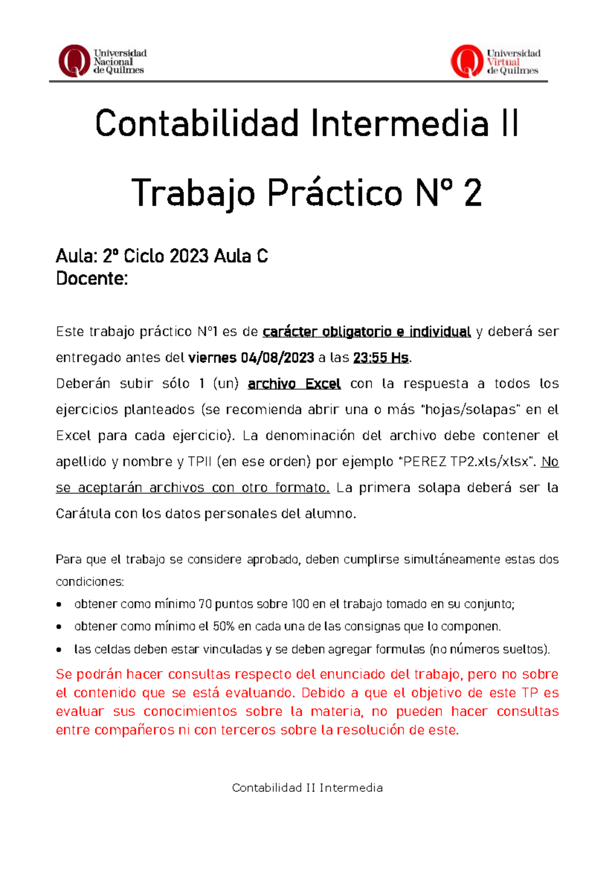 Contabilidad Intermedia II - TP 2 Aula C 2023 - Studocu
