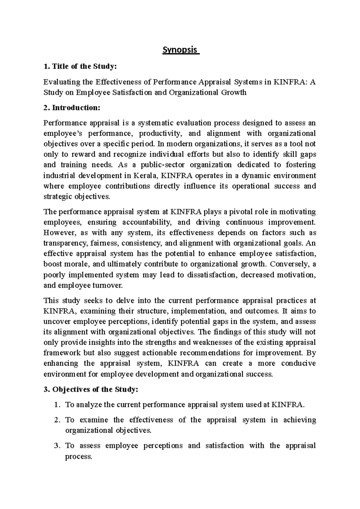 Performance Appraisal Effectiveness: Insights from KINFRA Study - Studocu