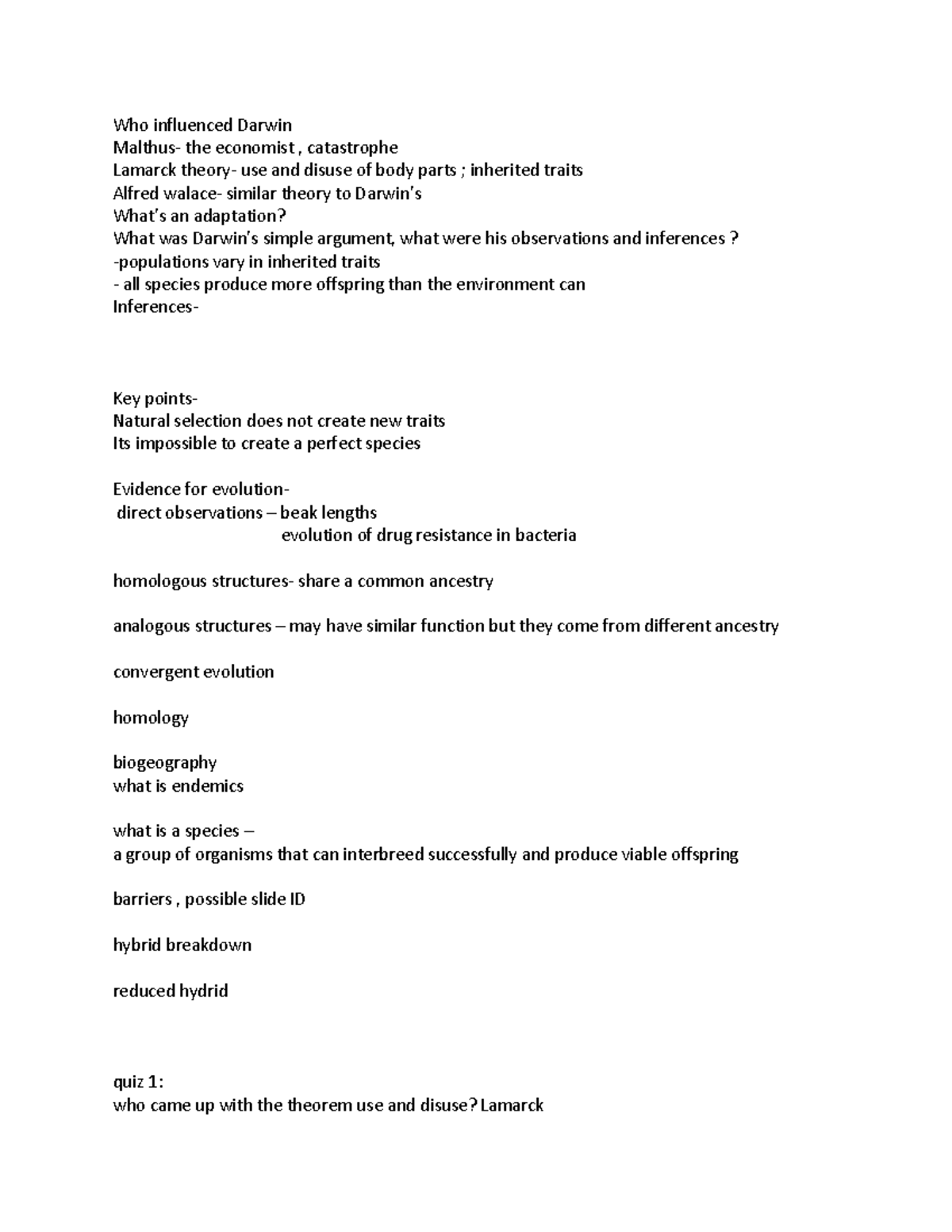 Unit 1: Evolutionary Biology Study Session Notes - Studocu