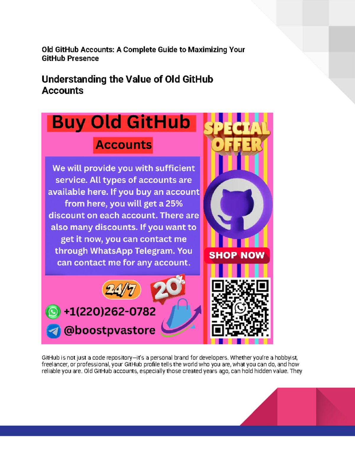 Maximizing Old GitHub Accounts: A Guide for Developers (PVA CA, EU ...