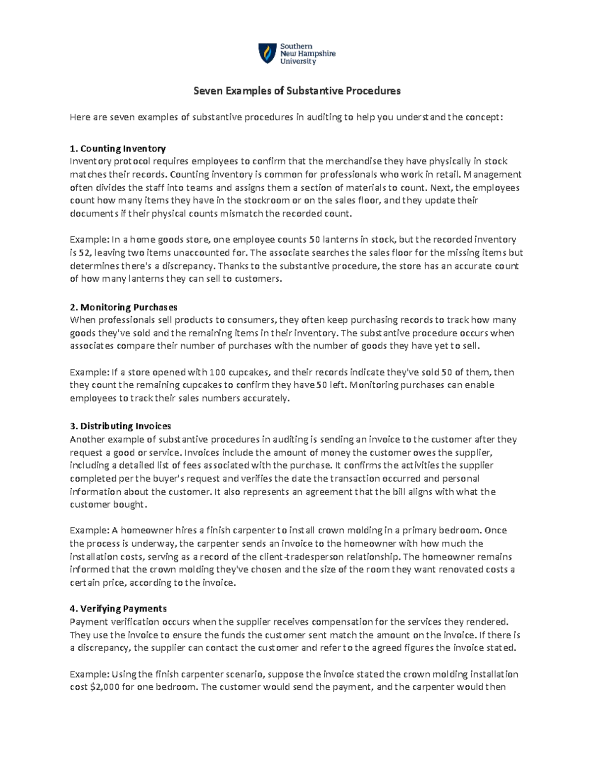 Substantive Procedures in Auditing: 7 Examples - Studocu