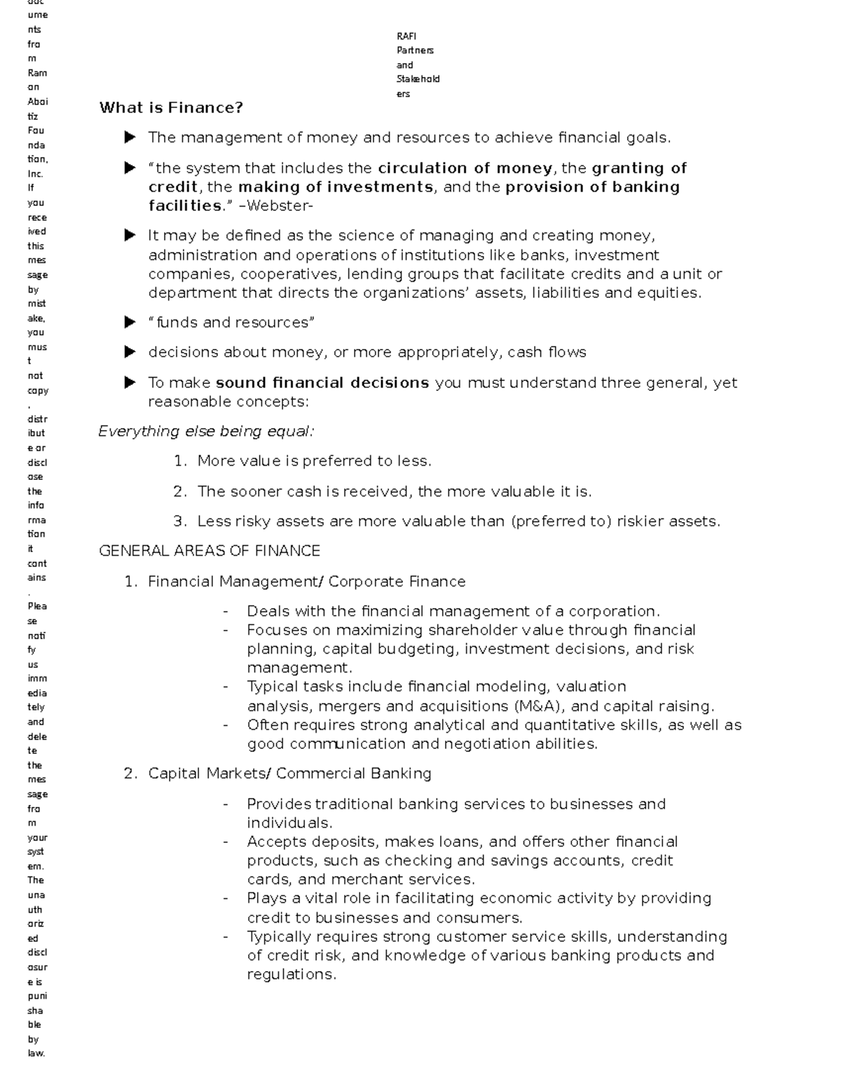 What is Finance? Key Concepts and Areas of Study - Notes - Studocu