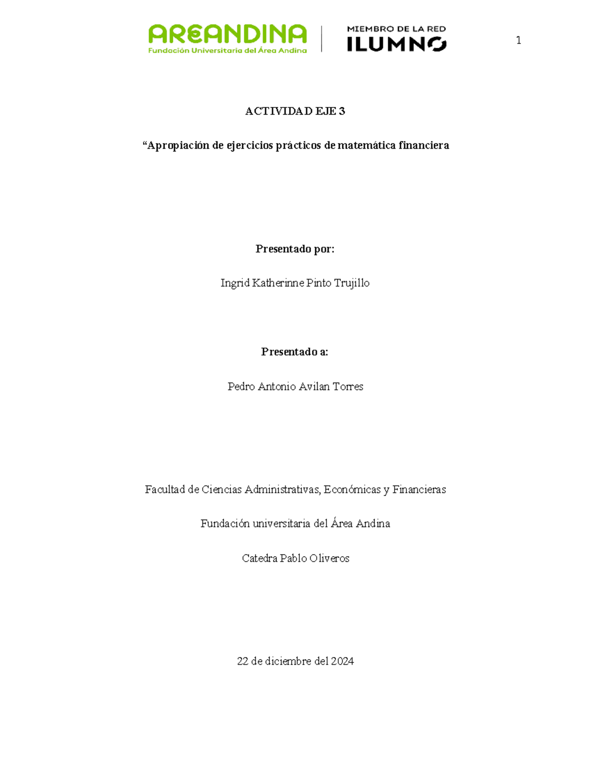 Actividad EJE 3: Ejercicios Prácticos de Matemática Financiera - Studocu