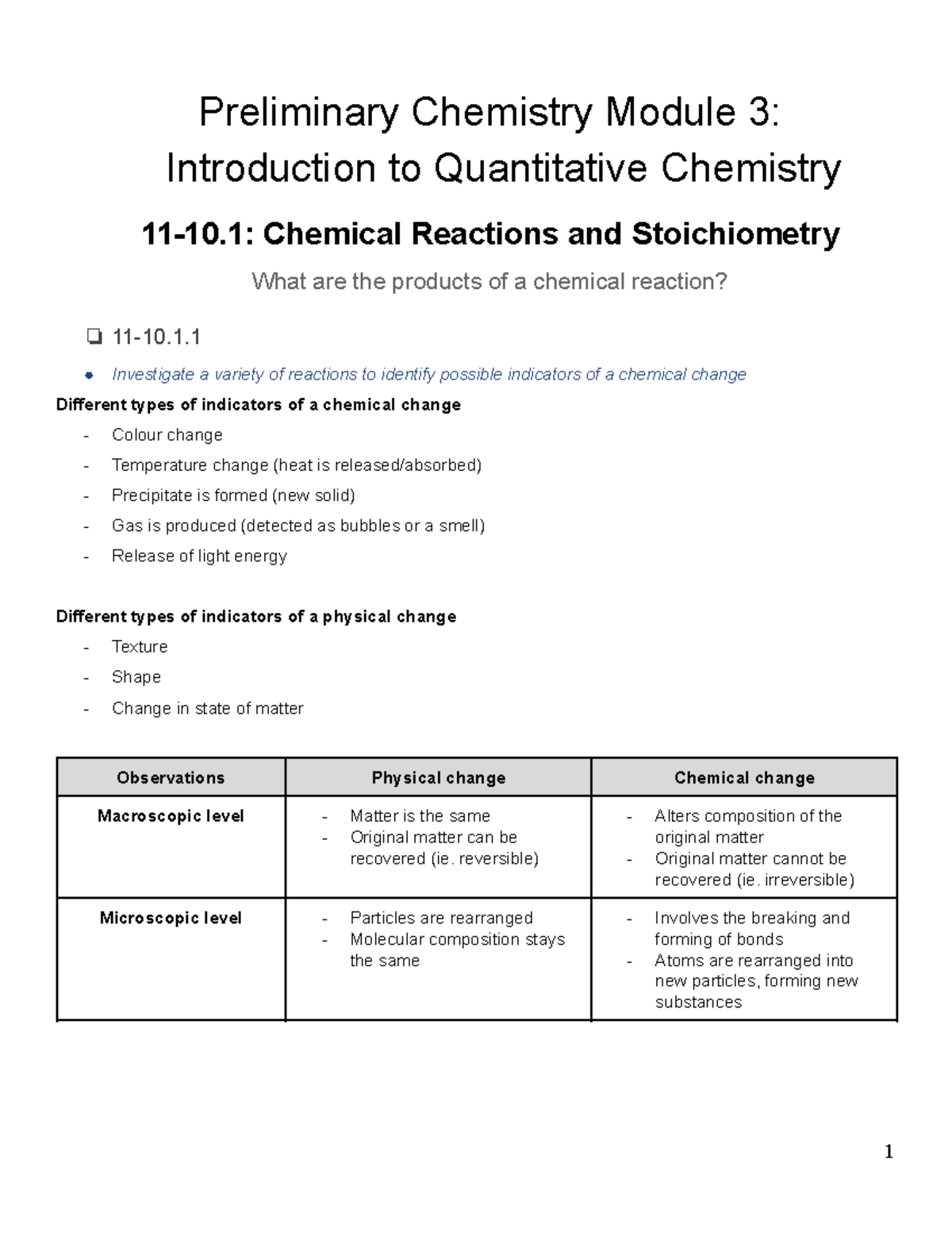 Chemistry Module 3 Summary Notes - Preliminary Chemistry Module 3 ...