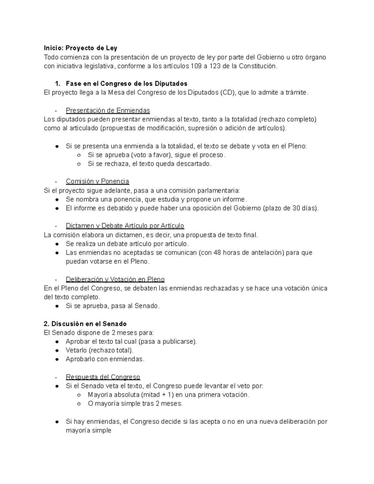 Procedimiento Legislativo: Análisis del Proyecto de Ley en el CD - Studocu
