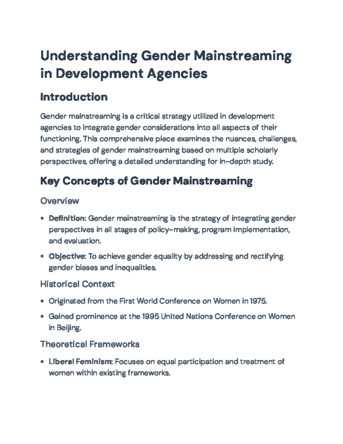 Understanding Gender Mainstreaming in Development Agencies ...