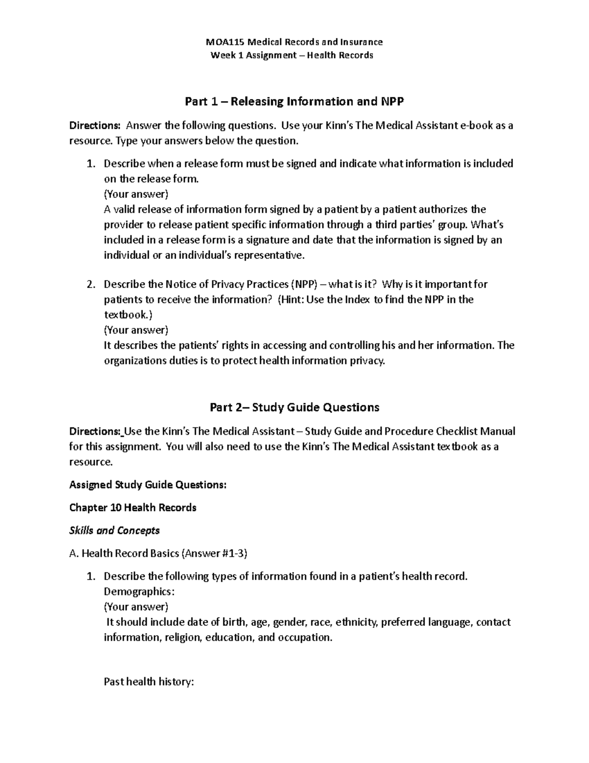 Wk1Assignment: Health Records Overview and Key Concepts - Studocu