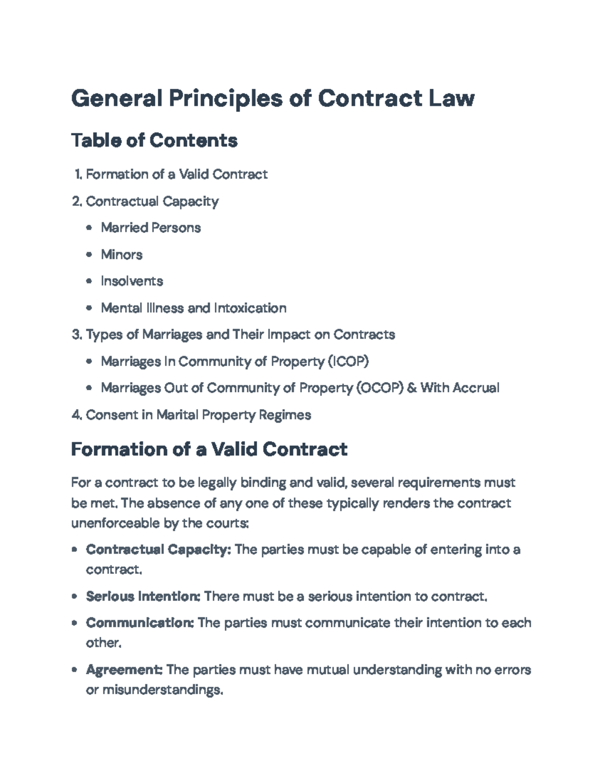 General Principles of Contract Law: Marriage, Capacity & Consent ...