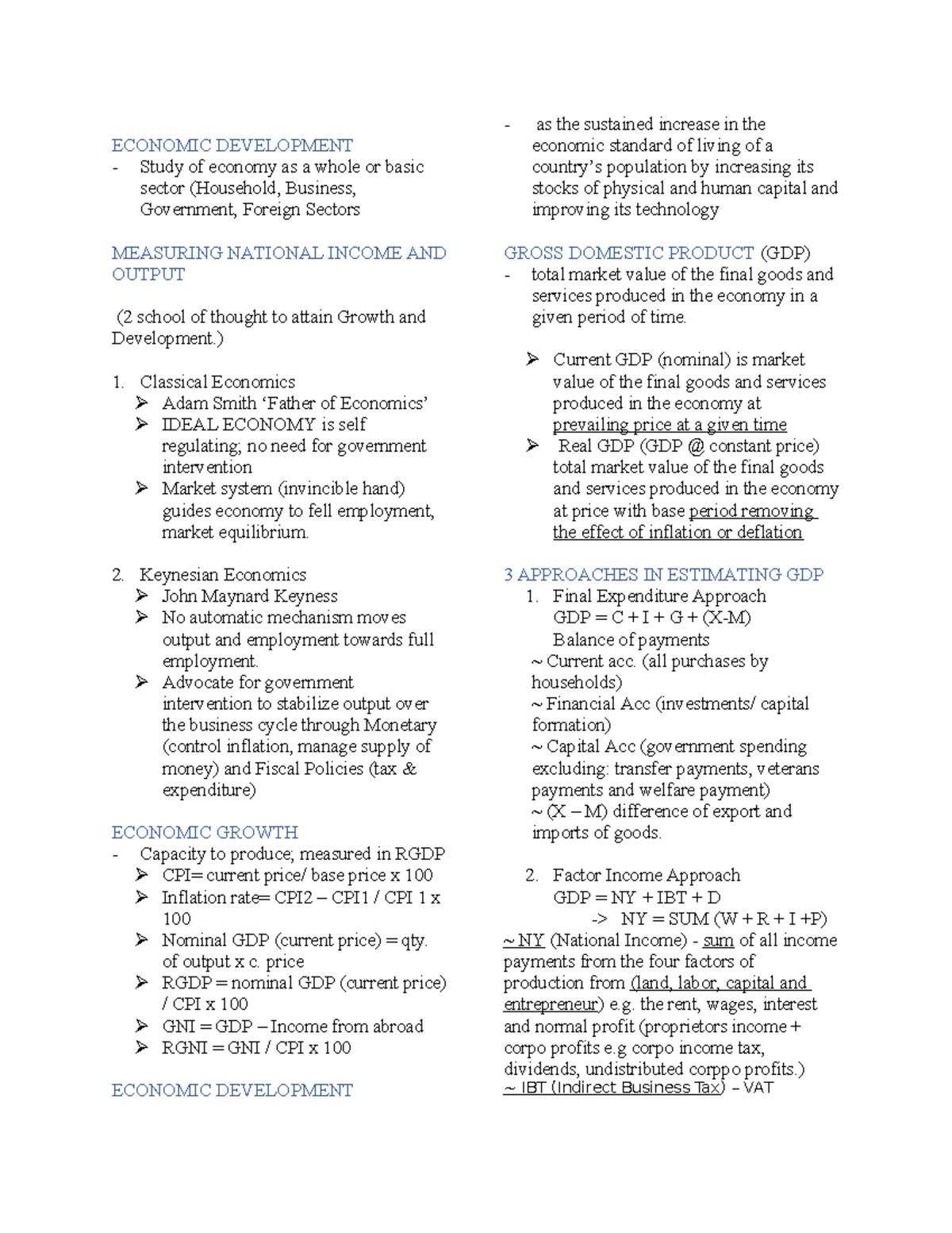 ECON 101: Comprehensive Study on Economic Development Concepts - Studocu
