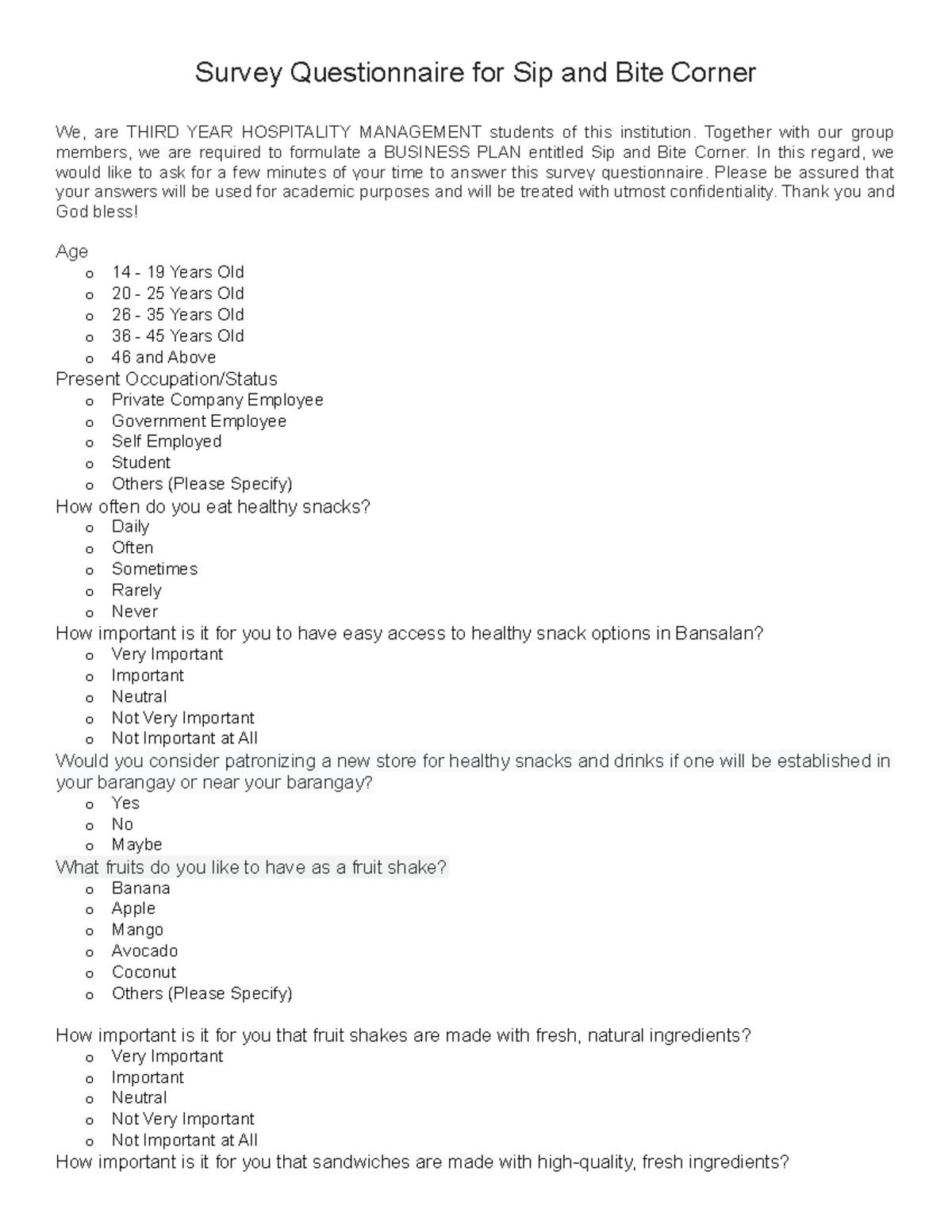 BUS 101: Business Proposal for Brewed Awakening Coffee Shop - Studocu
