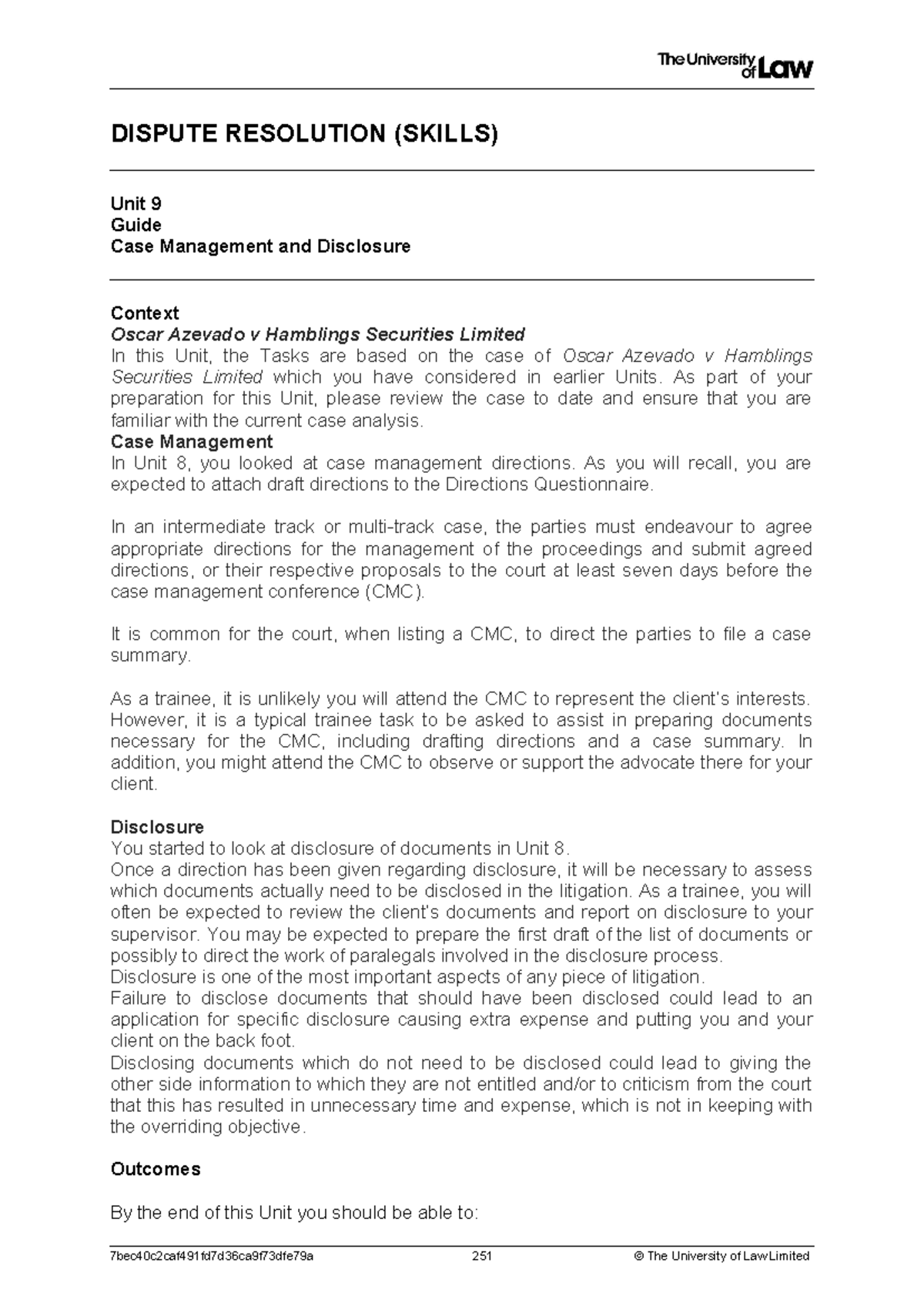 Ws9 Civil Dispute Resolution Workshop: Case Management & Disclosure ...