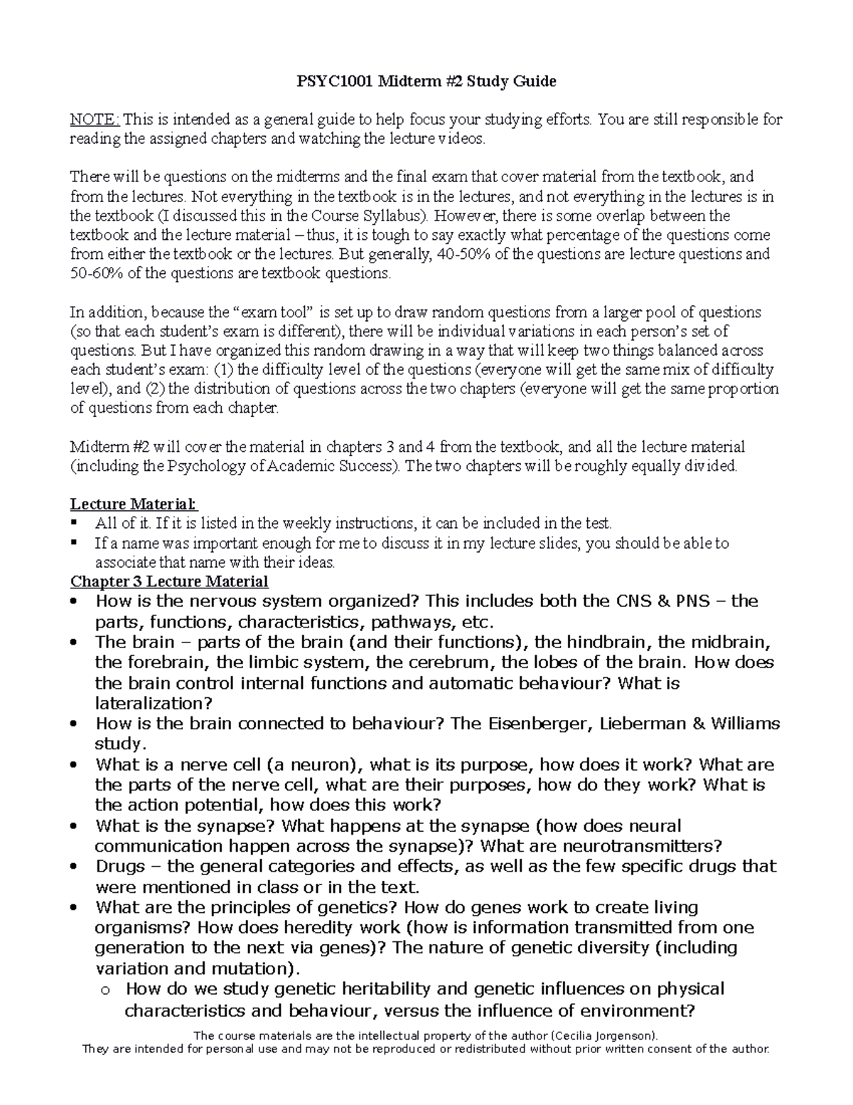 PSYC1001 Midterm 2 Study Guide: Chapters 3 & 4 Overview - Studocu