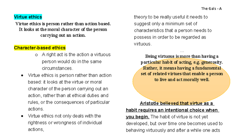 Ethics Overview: Virtue Ethics, Natural Law, and Utilitarianism - Studocu