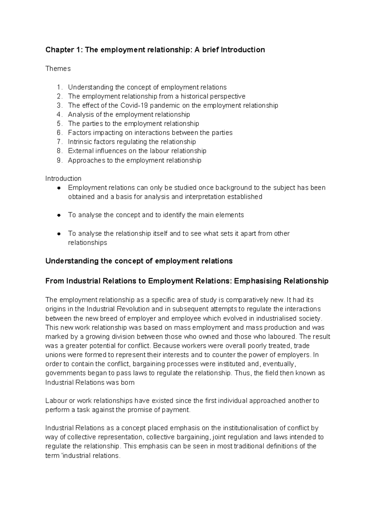 LARM 101: Chapter 1 - Understanding the Employment Relationship - Studocu