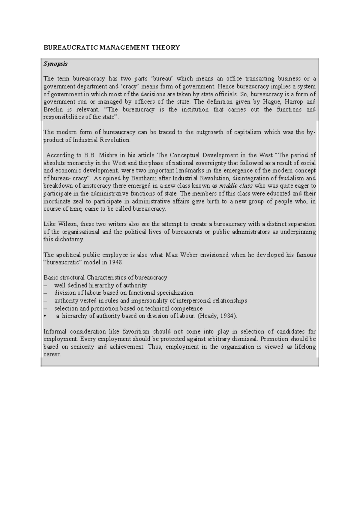 Bureaucratic Management Theory Overview and Analysis - Studocu