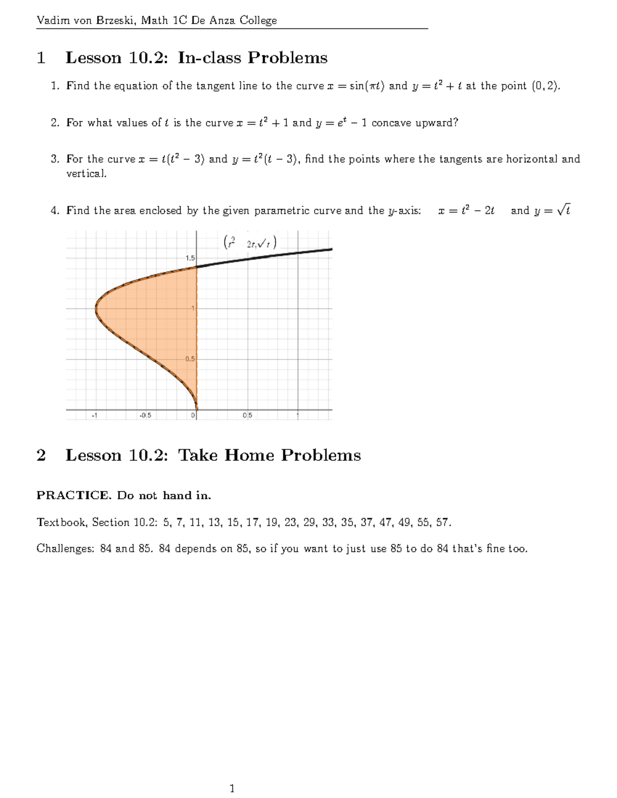 Math1C-10: Lesson 10 Problems & Practice - Vadim von Brzeski - Studocu