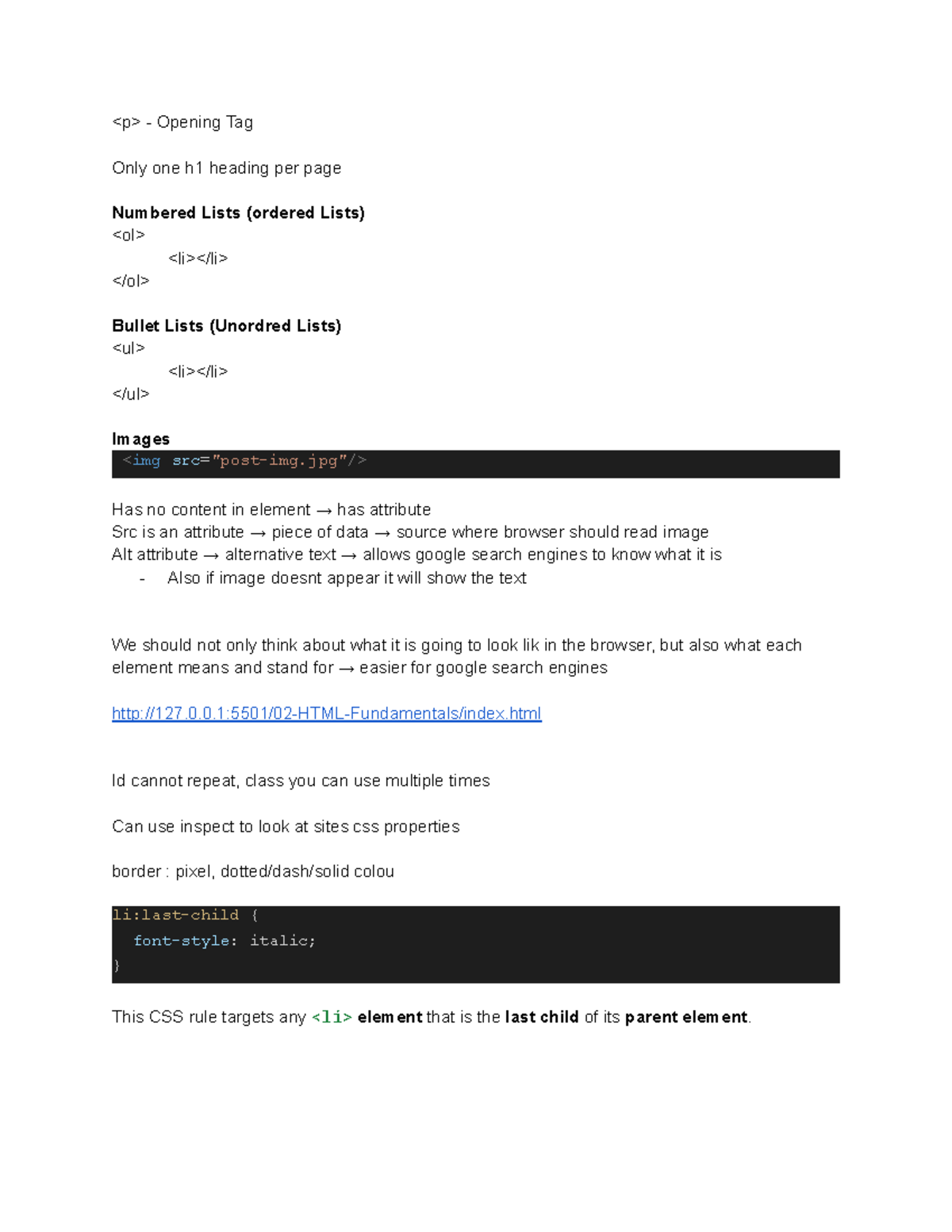 HTML Notes: Key Concepts on Structure, CSS, and Elements - Studocu