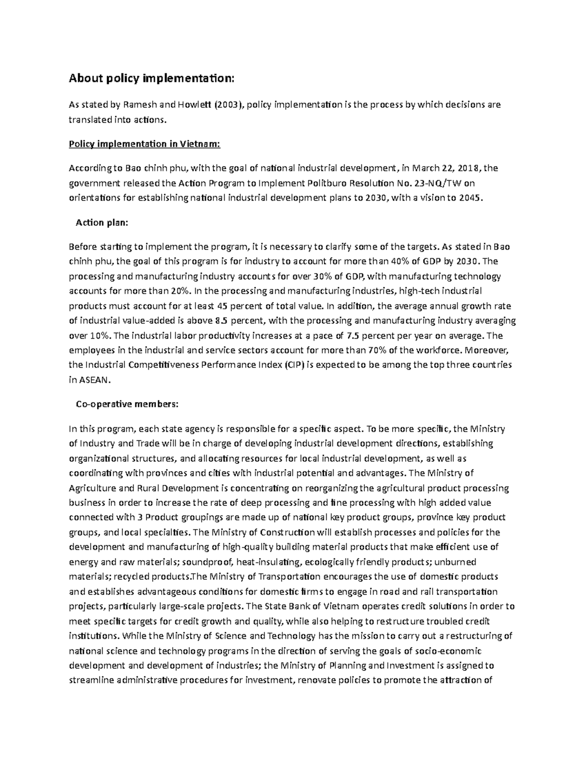 About-policy-implementation - About policy implementation: As stated by ...