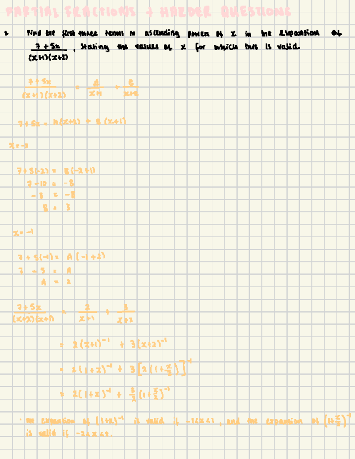 Partial Fractions Exercises - Harder Questions Example - Studocu