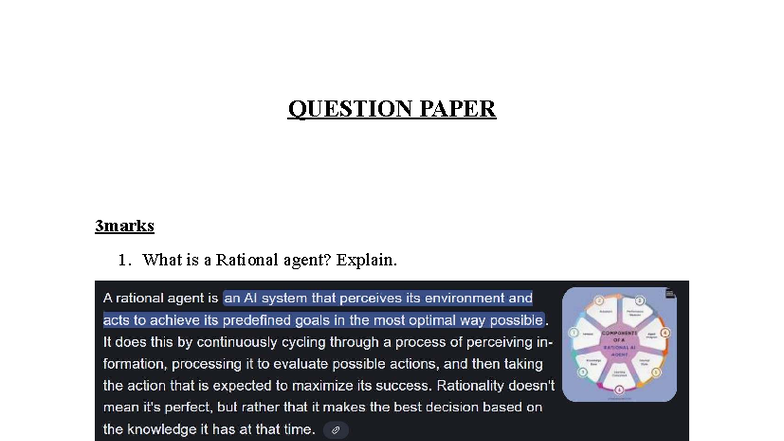 AI 101: Question Paper on Rational Agents & Search Algorithms - Studocu