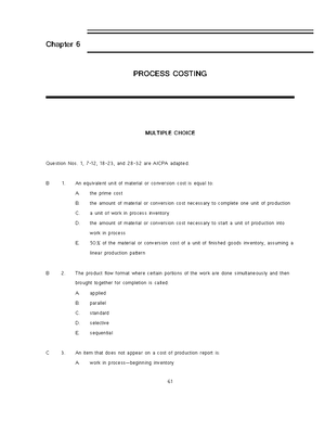 FIFO and Weighted Average Process Costing - Accounting - FEU - Studocu