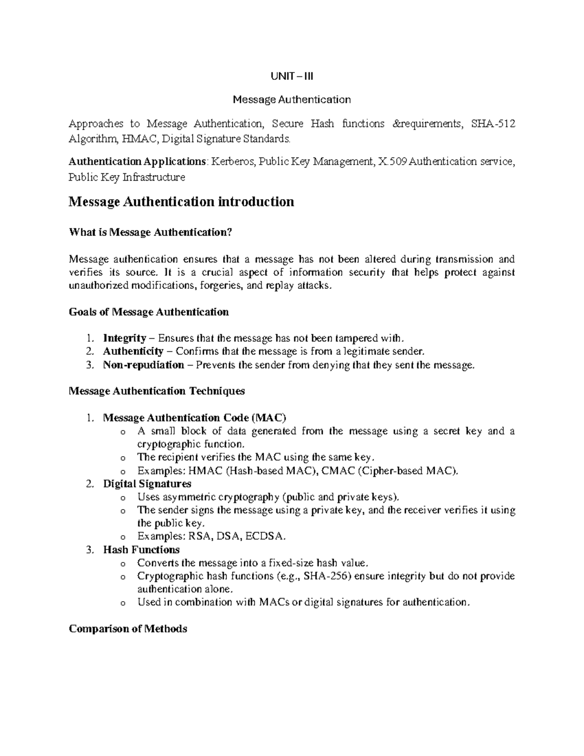 IS Unit 3: Message Authentication Techniques and Applications - Studocu