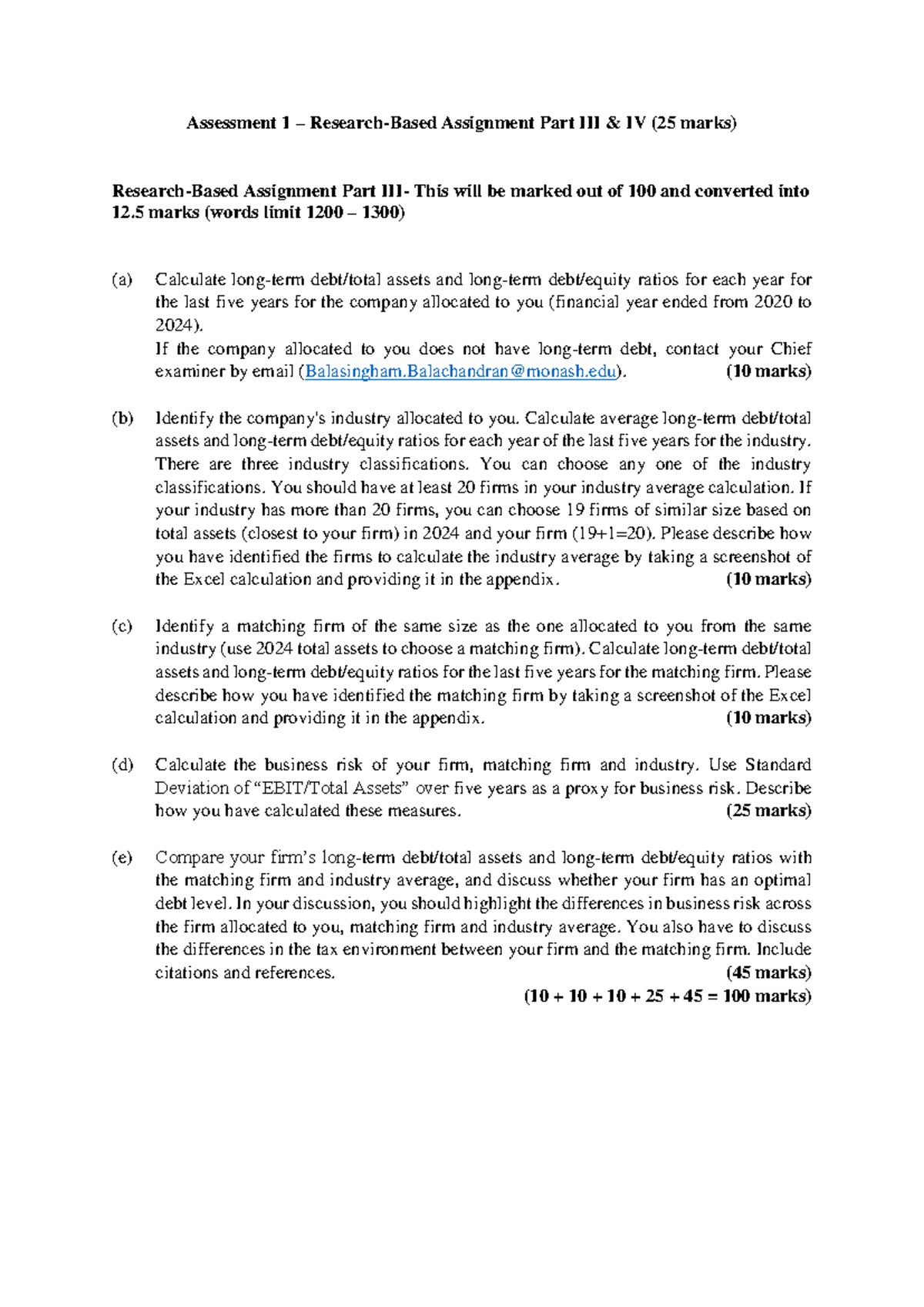 Assessment 1 Research-Based Assignment Part IV (25 Marks) Analysis ...