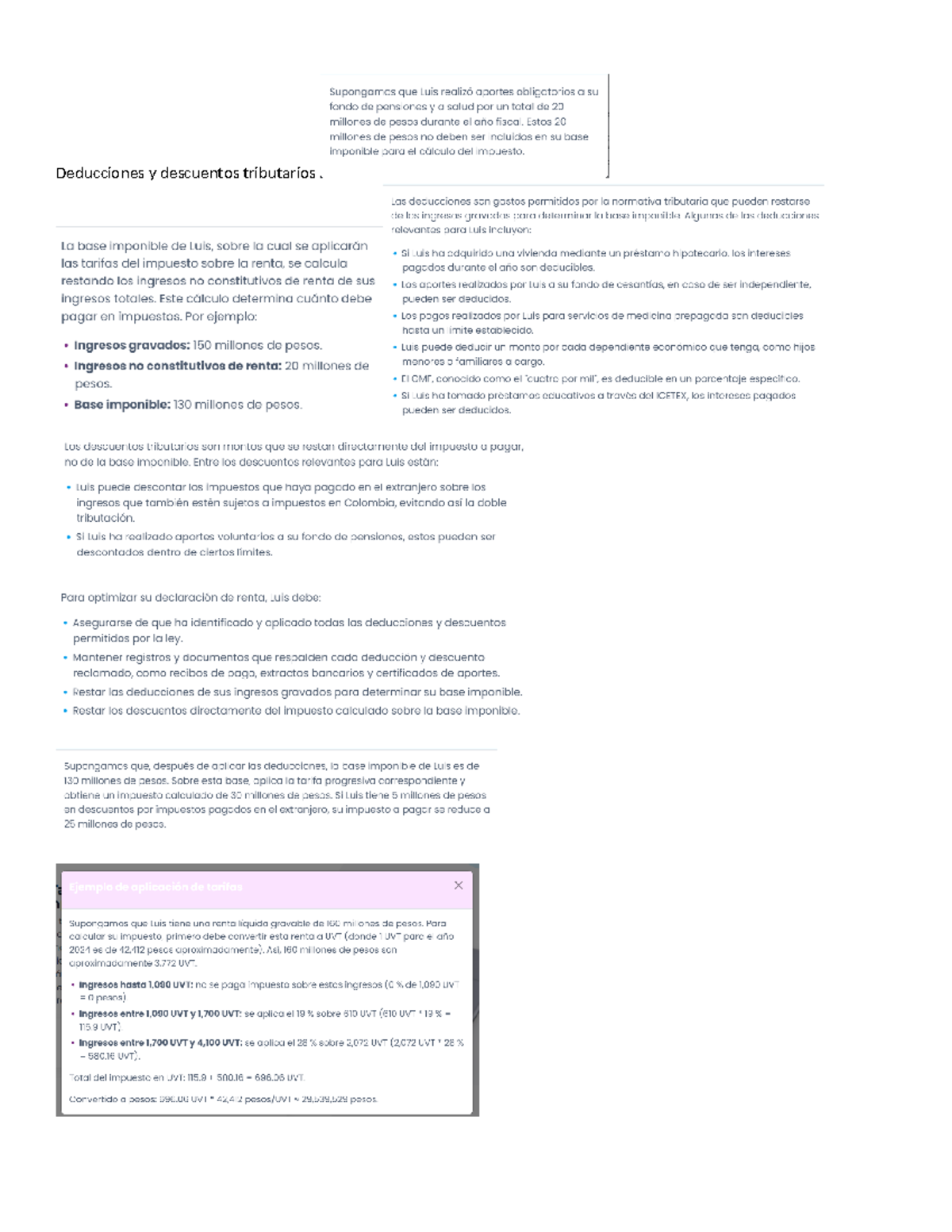 Deducciones y descuentos tributarios - Supongamos que Luis realizó ...
