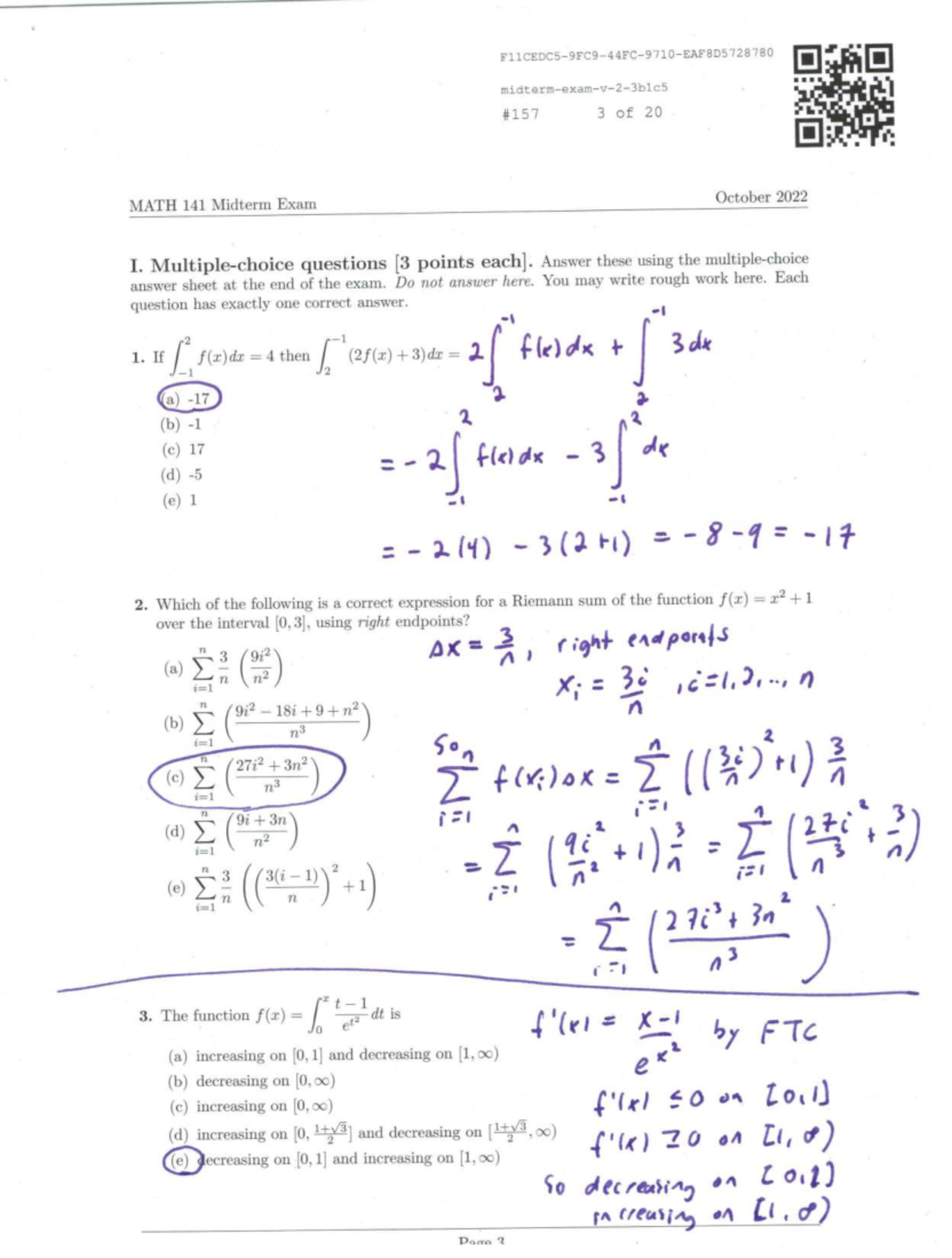 MATH 141 Midterm Exam I Solutions - October 2022 - Studocu