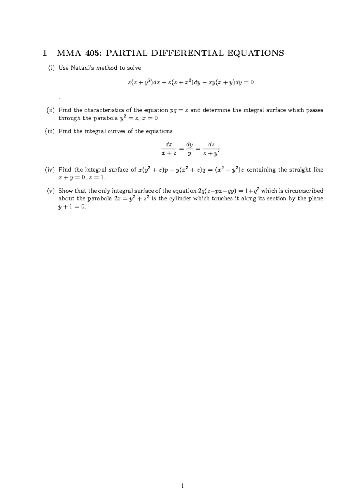 Thesis - Pde long questions - 1 MMA 405: PARTIAL DIFFERENTIAL EQUATIONS ...