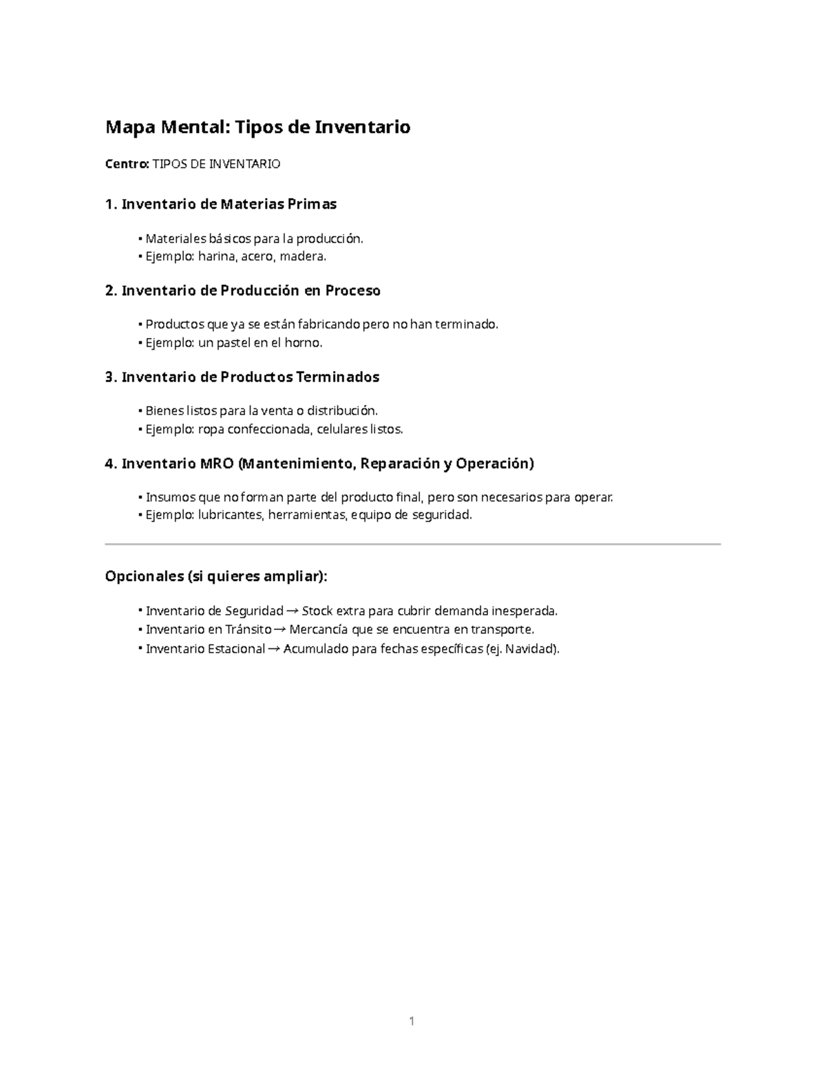 Mapa Mental: Tipos de Inventario - Centro de Recursos - Studocu