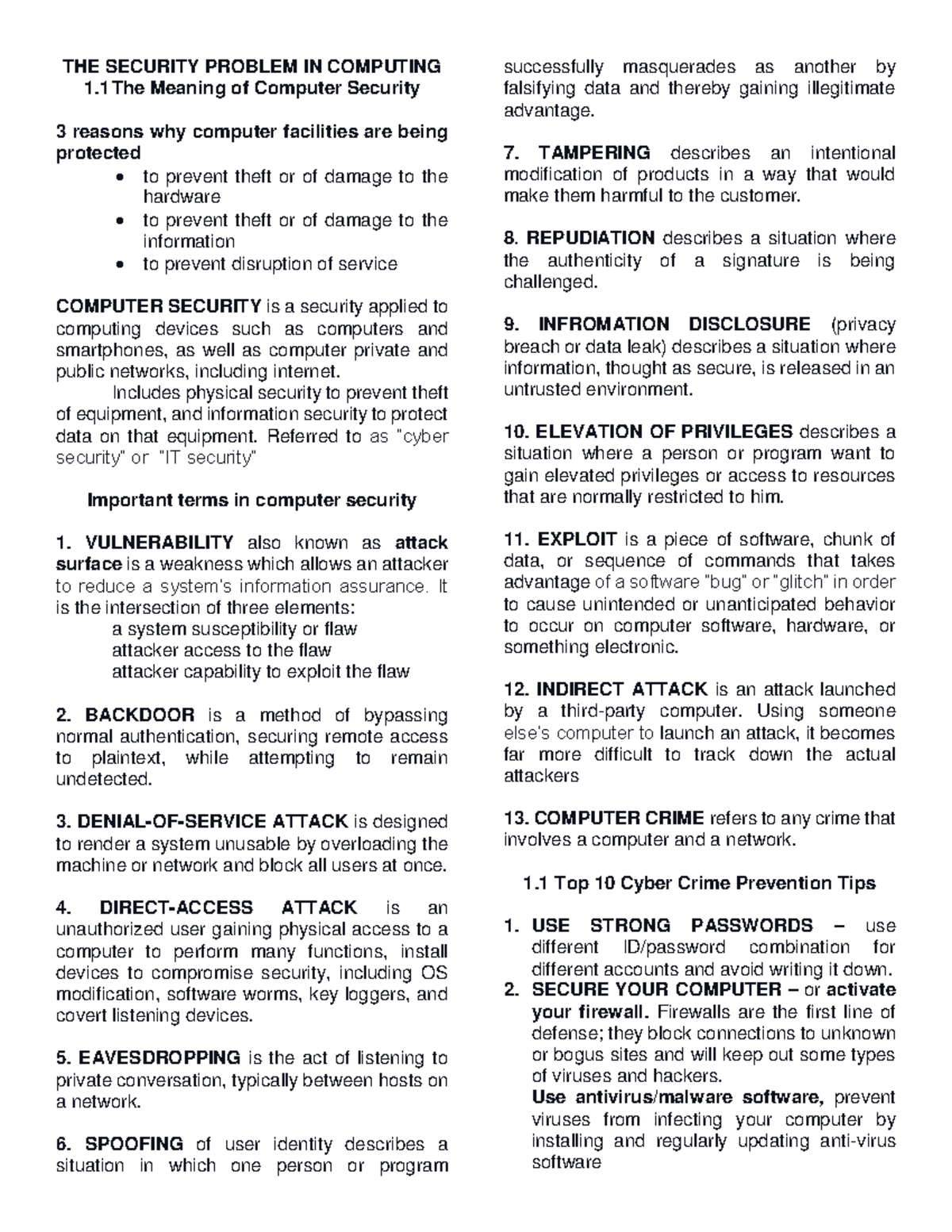 Ias-Reviewer - Computer Security Concepts and Best Practices - Studocu