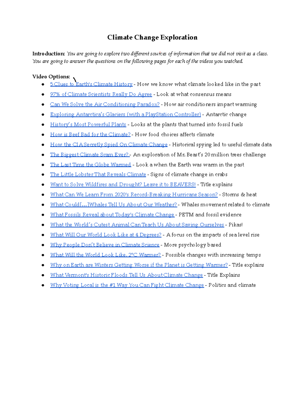 Climate Change Exploration: Insights from Video Sources - Studocu