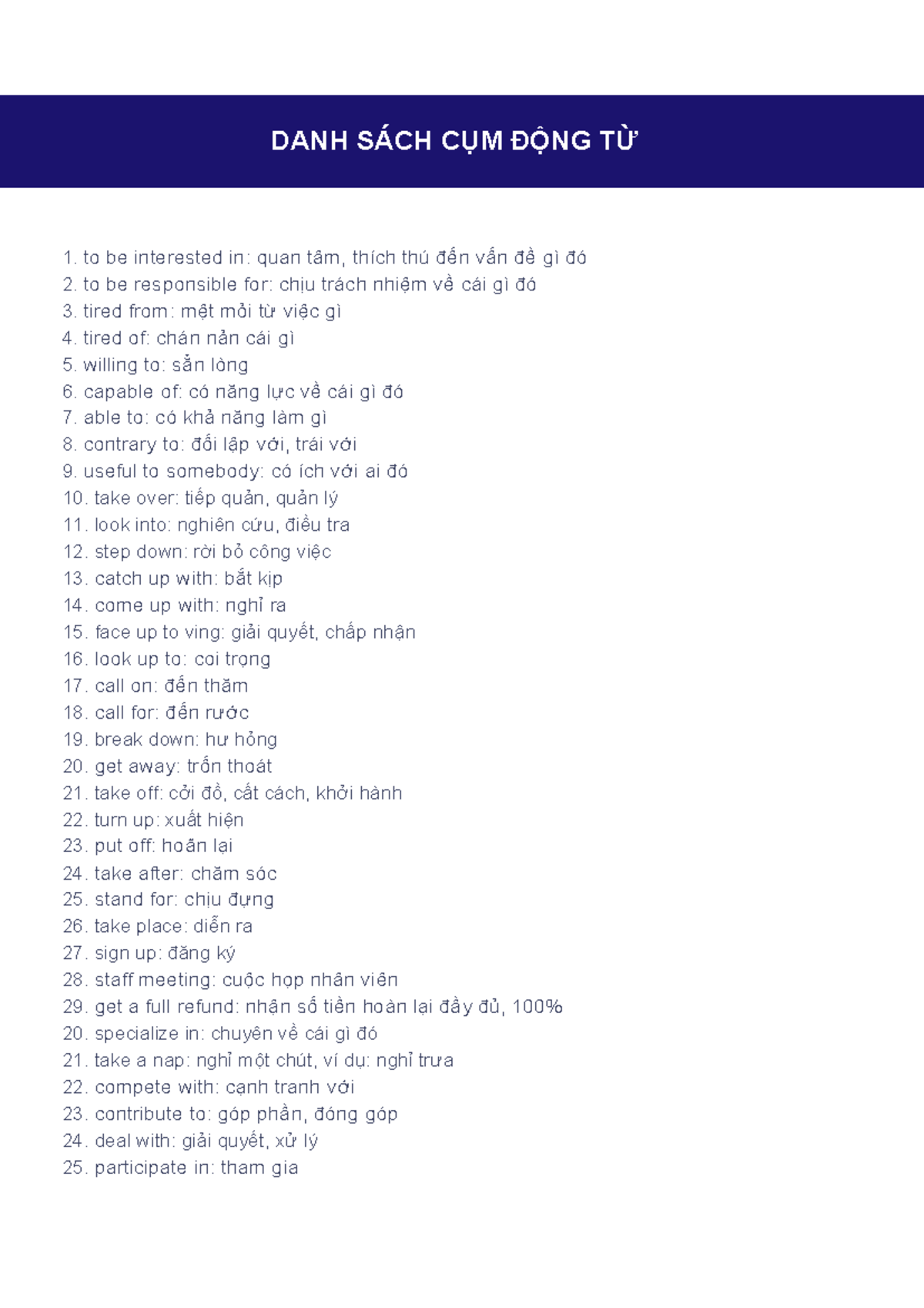 Vocabulary and Phrasal Verbs for IELTS Preparation - Studocu