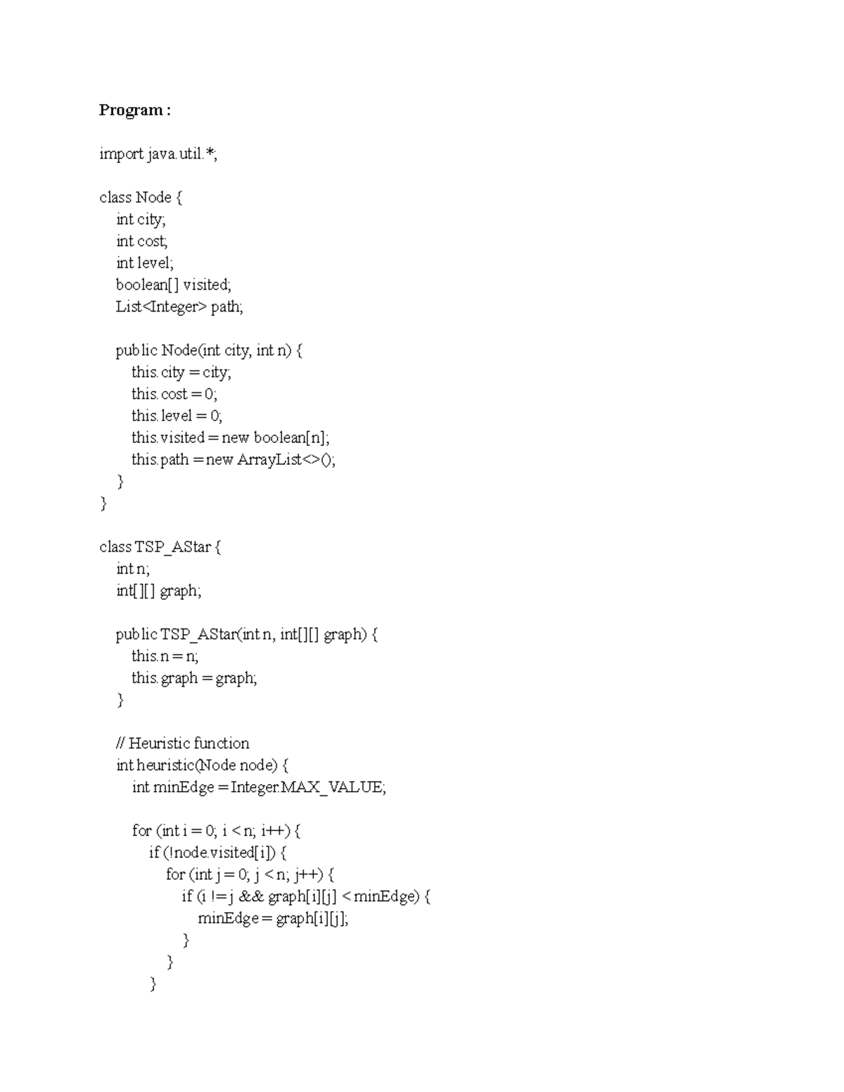 AI EXP 4: TSP A* Algorithm Implementation and Output - Studocu