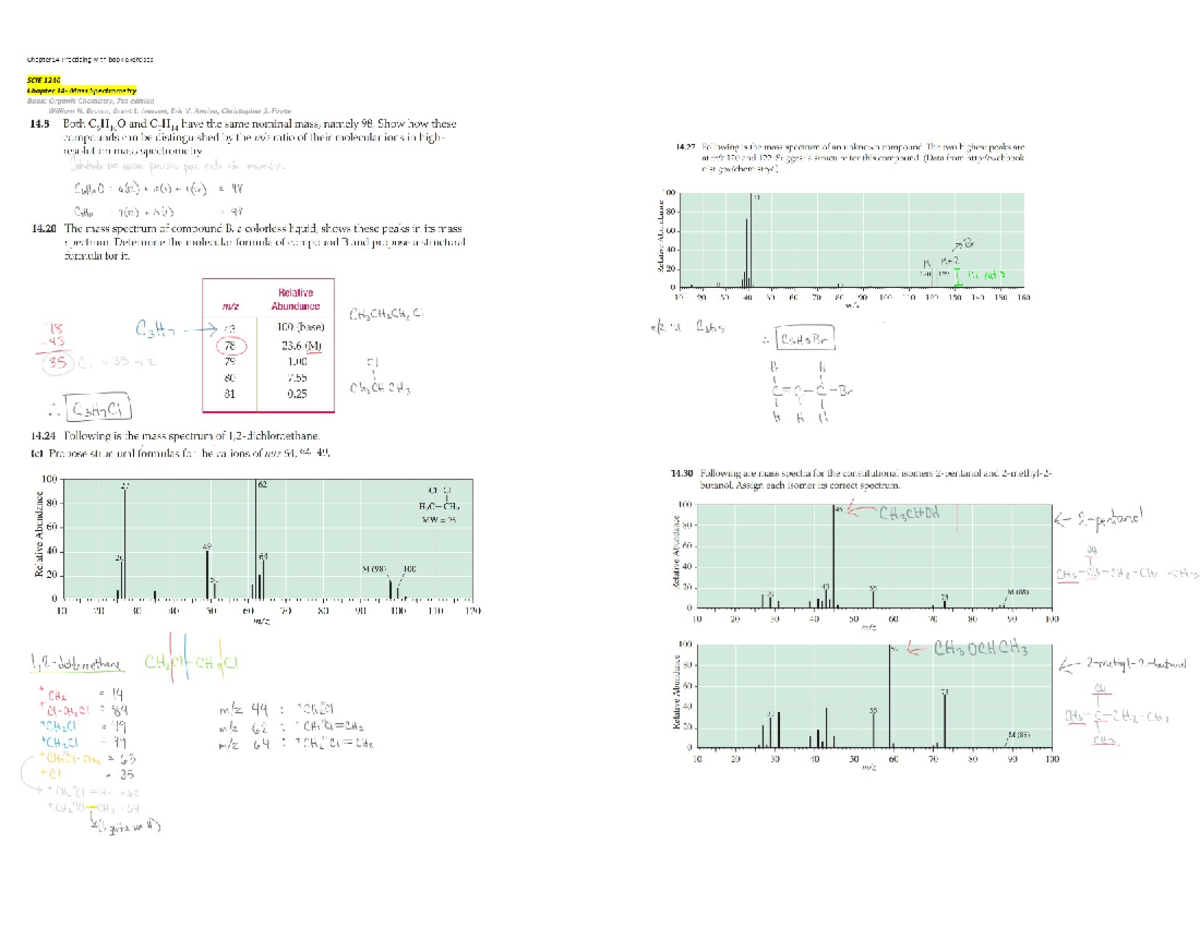 Organic Chemistry II-Chapter 14 Mass Spectrometry (some practice ...