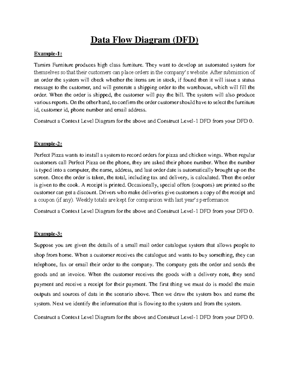 DFD Practice Example: Context Level Diagrams for Tamim Furniture ...