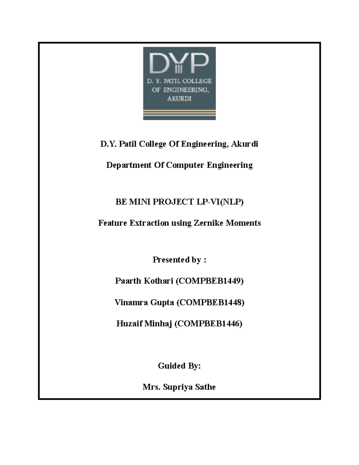 Mini Project Report NLP - D. Patil College Of Engineering, Akurdi ...