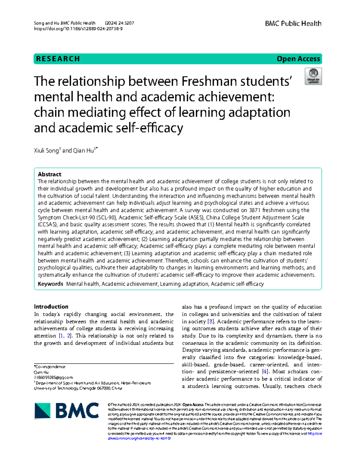 The Relationship Between Freshman Mental Health and Academic ...