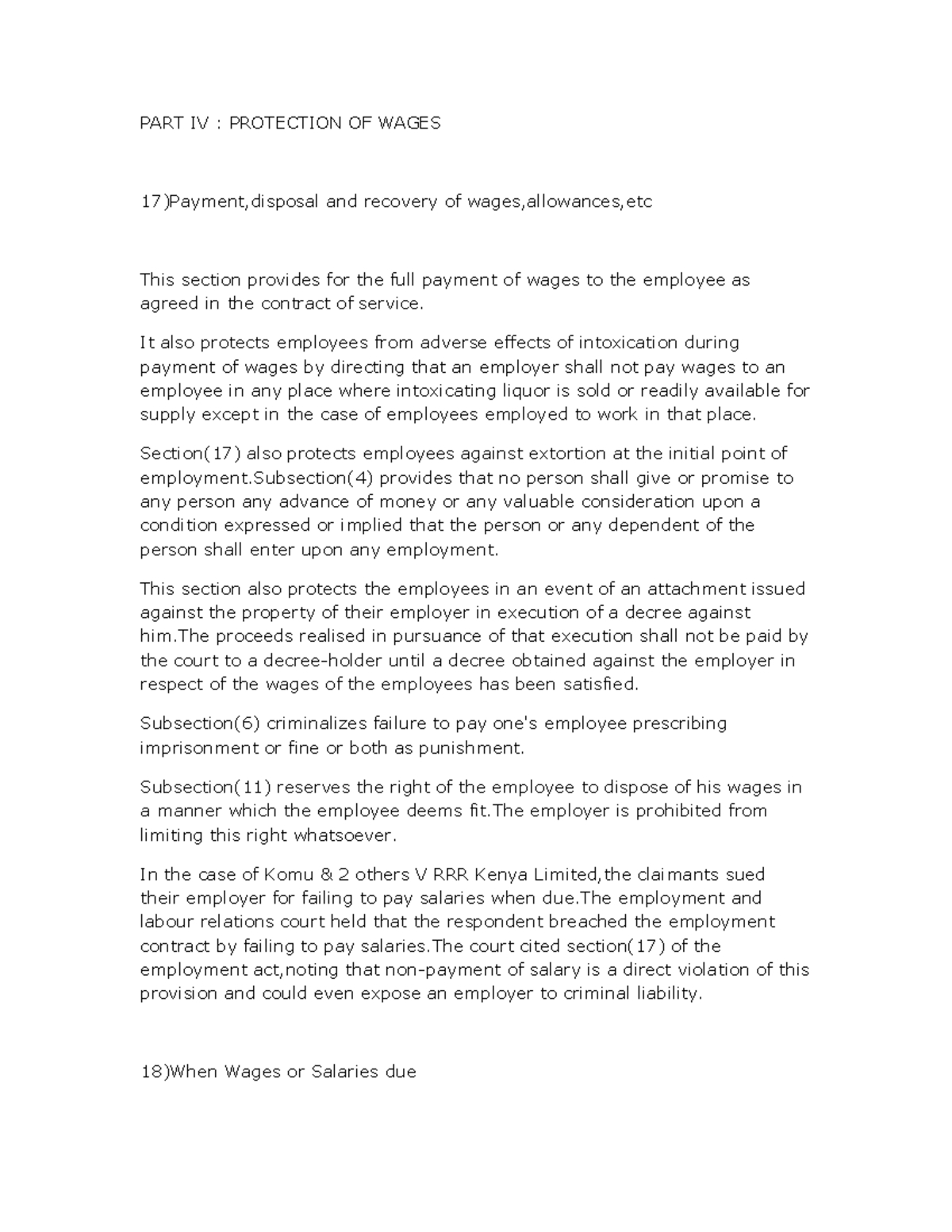 Protection of Wages: Key Provisions in Commercial Law - Studocu