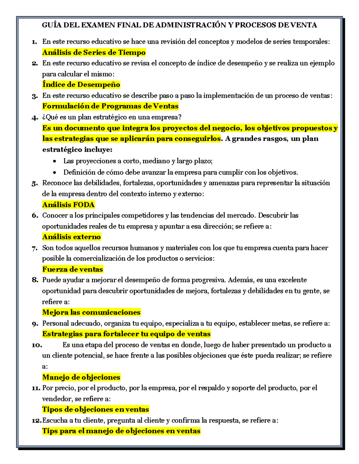 GUIA Final Examen Administración y Procesos de Ventas - Studocu
