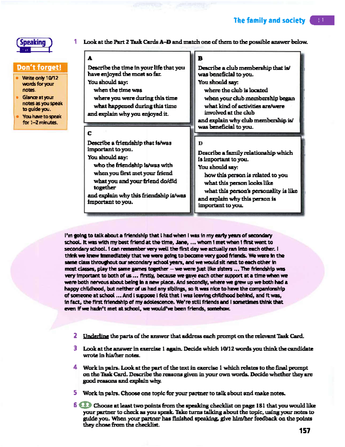 Family and Society: Speaking Task Cards (1T) Notes - Studocu