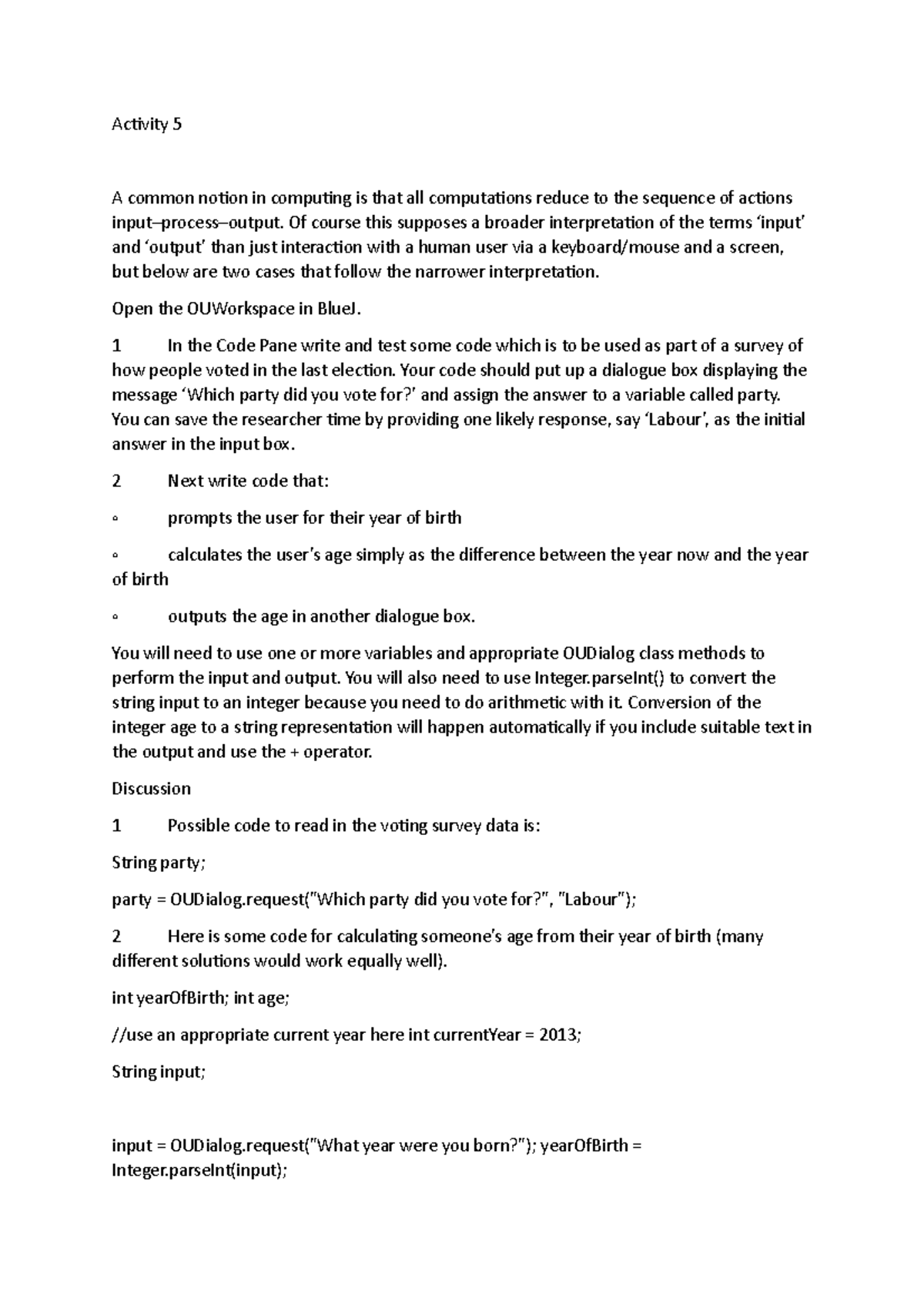 Unit 5 - 3 - in depth notes on the units in the M250 module - Activity ...