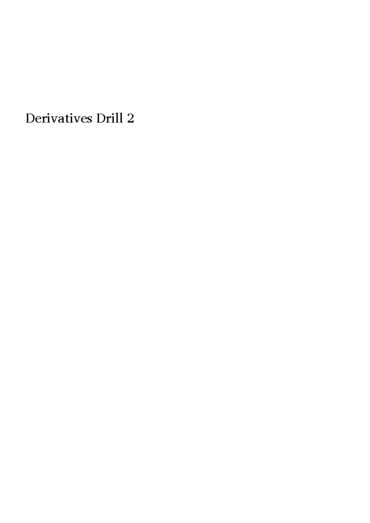AP Calculus AB BC Derivatives Drill 2 - Studocu