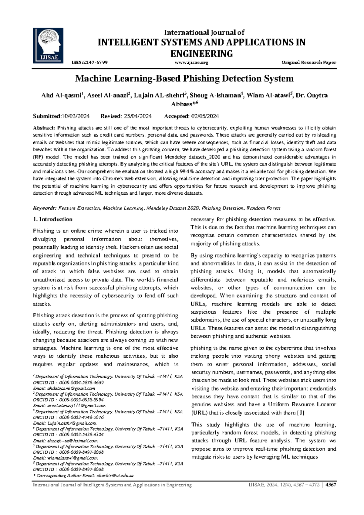 Phishing Detection System Using Machine Learning: A Random Forest ...