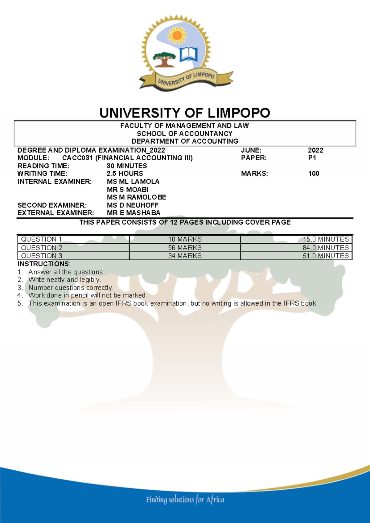 CACC031 JUNE 2022 FINAL EXAMINATION QUESTION PAPER - Studocu