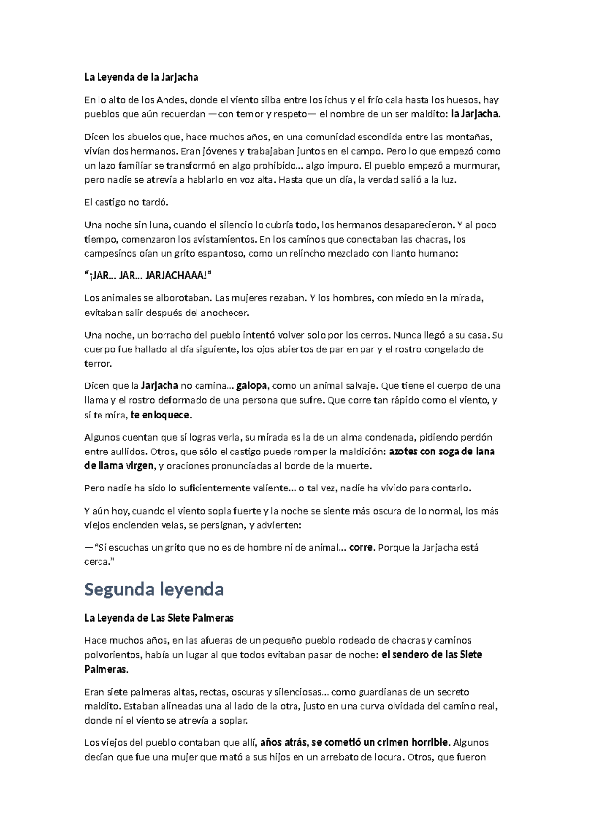 La Leyenda de la Jarjacha y Otras Historias de Terror - Document Preview