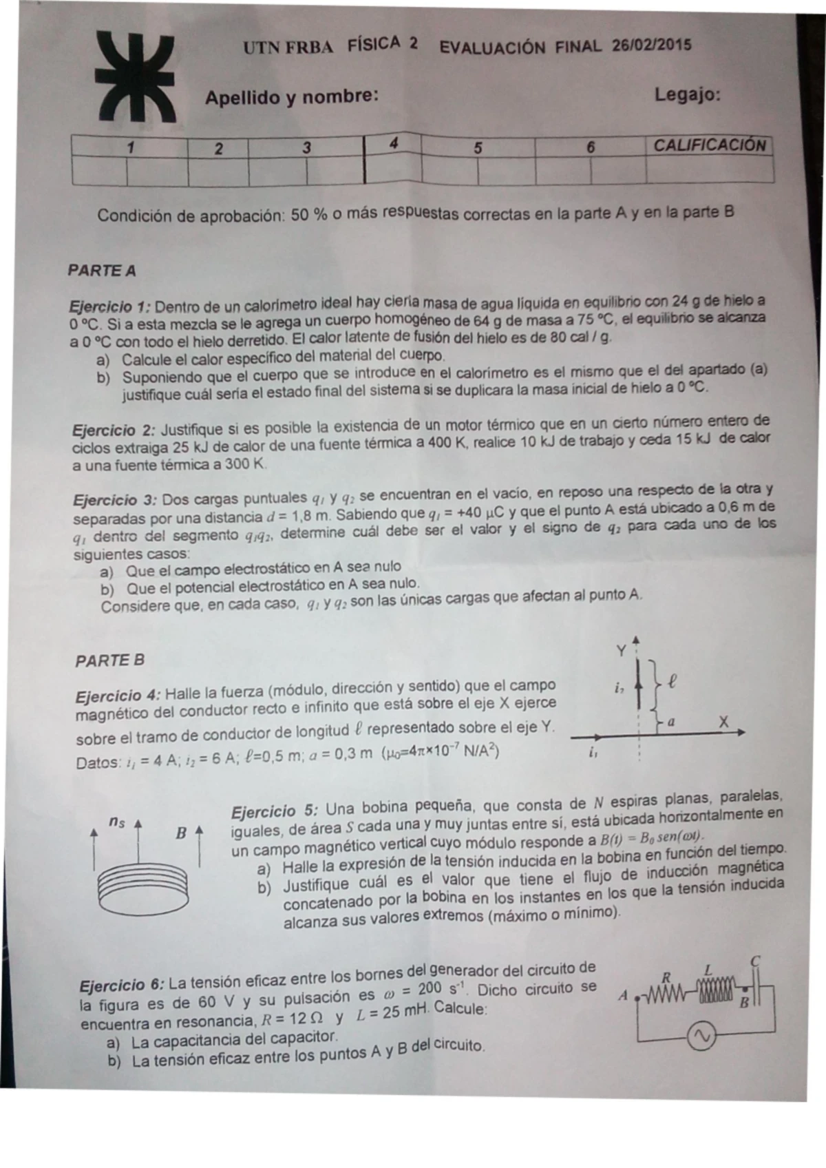Final Exam UTN FRBA FÍSICA II - Evaluación Completa - Studocu